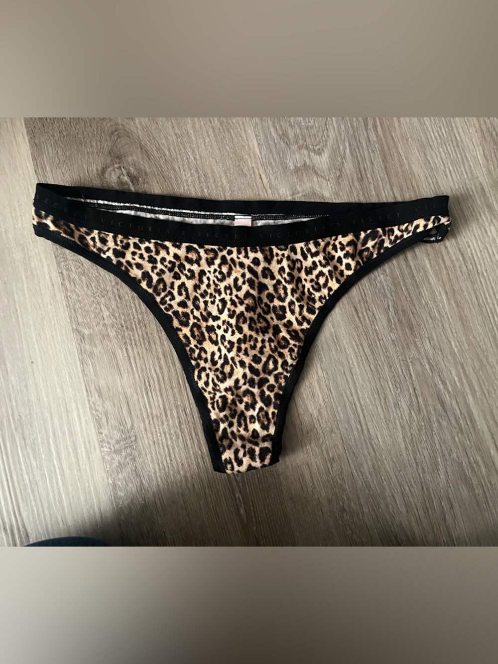 Victoria's Secret Leopard Print Thong - Black Trim